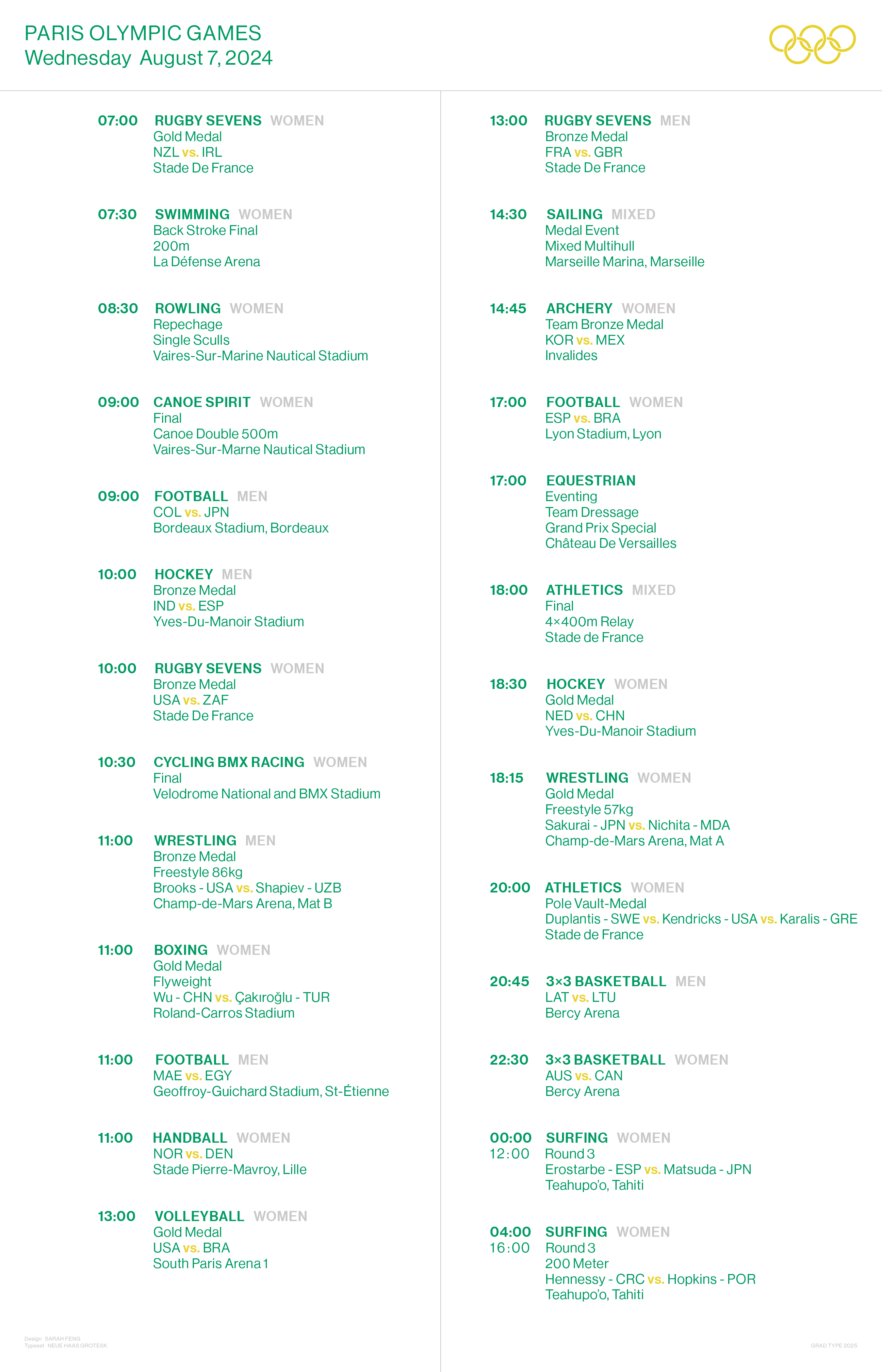 olympics schedule poster