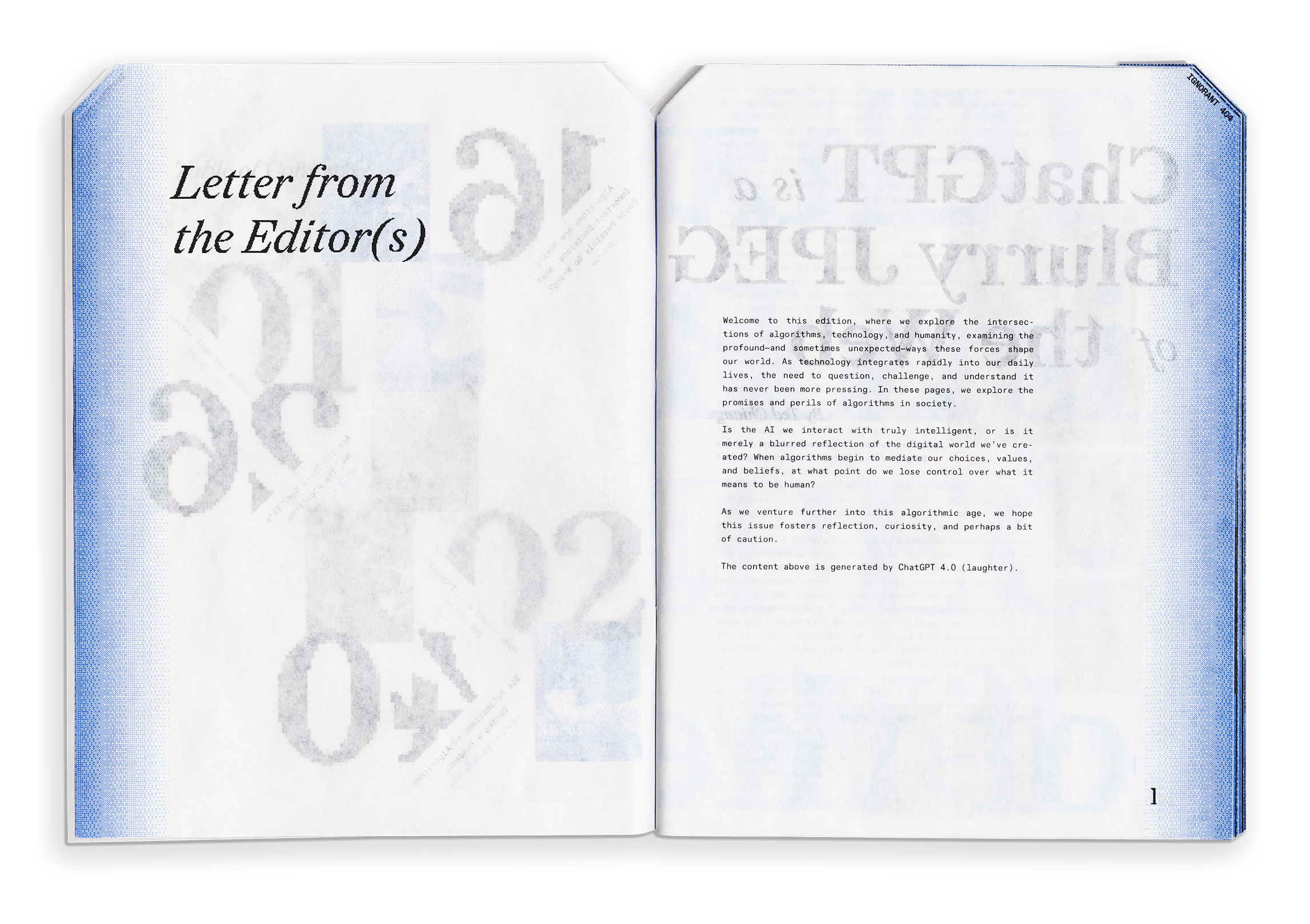 Fictional Publication Design Letter from Editors